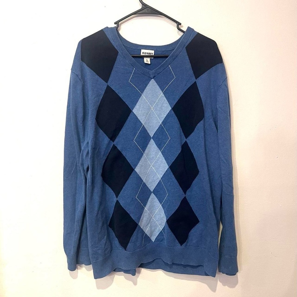 oversized old navy blue argyle sweater🌀